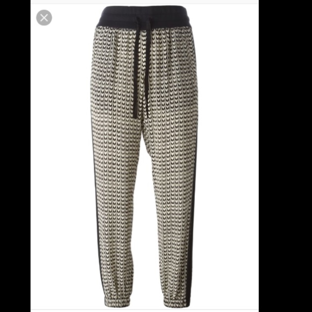 Tamara Mellon Silk Print Drawstring Pant, 0
